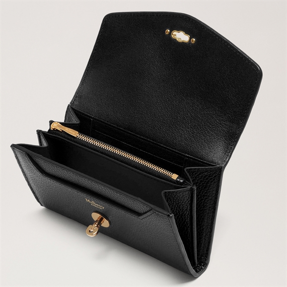 Mulberry Medium Darley Wallet Black Classic Grain